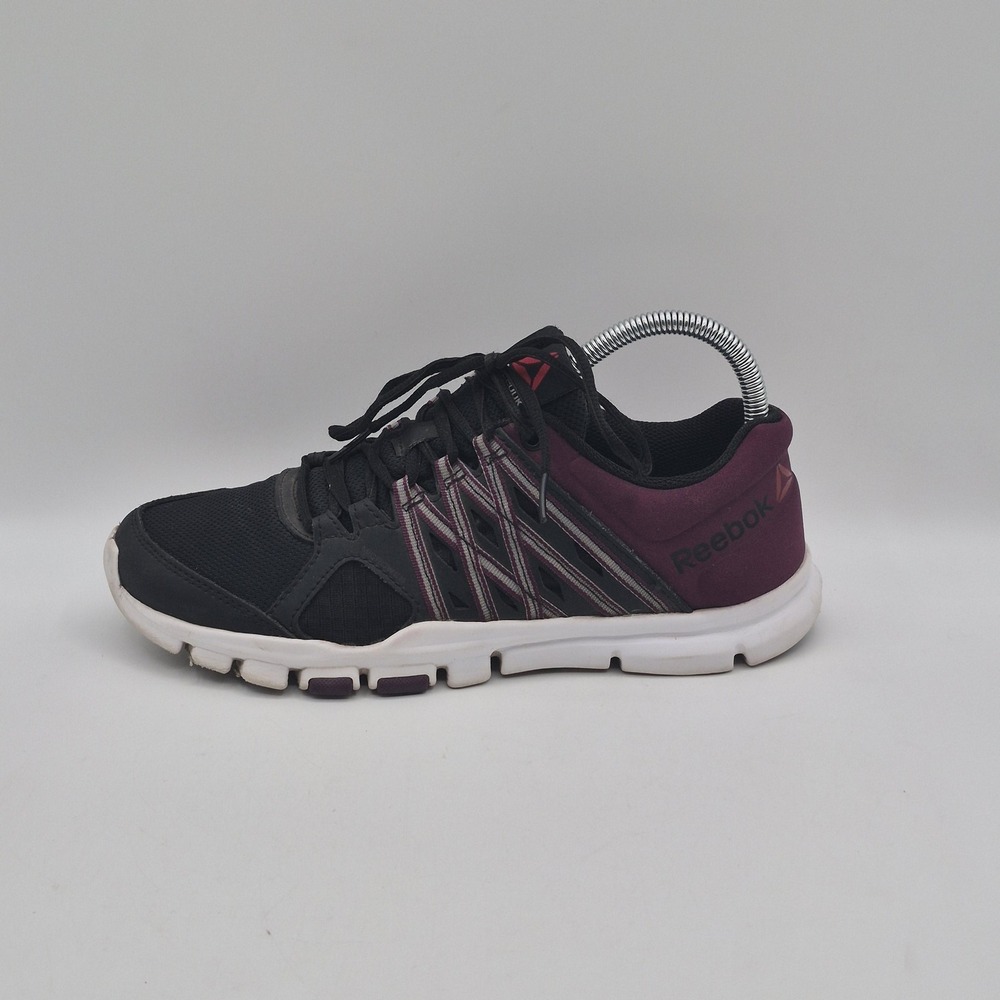 Reebok YourFlex Shoes Womens Size 8 Black Purple Mesh Athletic Training Sneakers - Picture 2 of 13